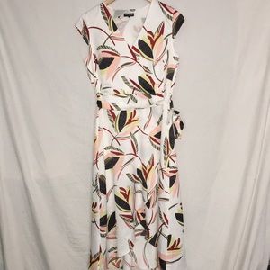 Madison Wrap Printed Crossover V-Neck Midi Dress